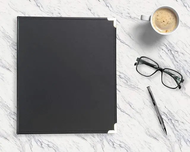 Alt view image 5 of 7 - Classic Collection Leather 3 Ring Binder, Executive Presentation Portfolio, 0.5 Inch (Holds 100 Sheets), Brass Round Ring, Black