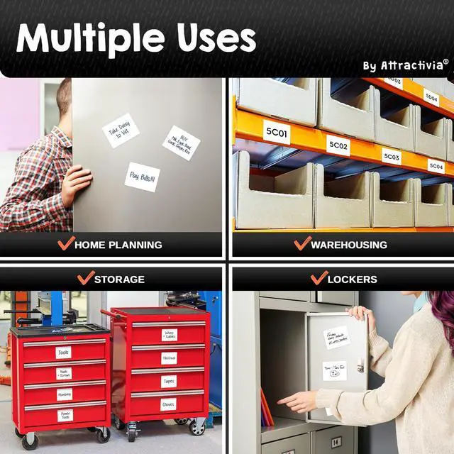 Alt view image 4 of 7 - Dry Erase Magnetic Labels 3.7 x 2.8 in, Medium Dry Erase Magnets, 20-Pack, White Erasable Write-On All-Purpose Labels, for Office, Education, Home, Whiteboard