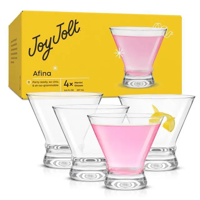 Alt view image 3 of 7 - Afina Stemless Martini Glasses Set of 4, 8.5oz Liquor Drinking Glasses for Cocktail and Margarita, Bar Glass Cups, Glass Dessert Cups