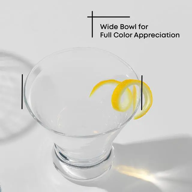 Alt view image 4 of 7 - Afina Stemless Martini Glasses Set of 4, 8.5oz Liquor Drinking Glasses for Cocktail and Margarita, Bar Glass Cups, Glass Dessert Cups