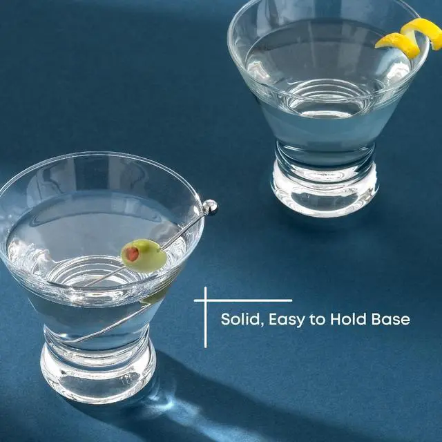 Alt view image 7 of 7 - Afina Stemless Martini Glasses Set of 4, 8.5oz Liquor Drinking Glasses for Cocktail and Margarita, Bar Glass Cups, Glass Dessert Cups