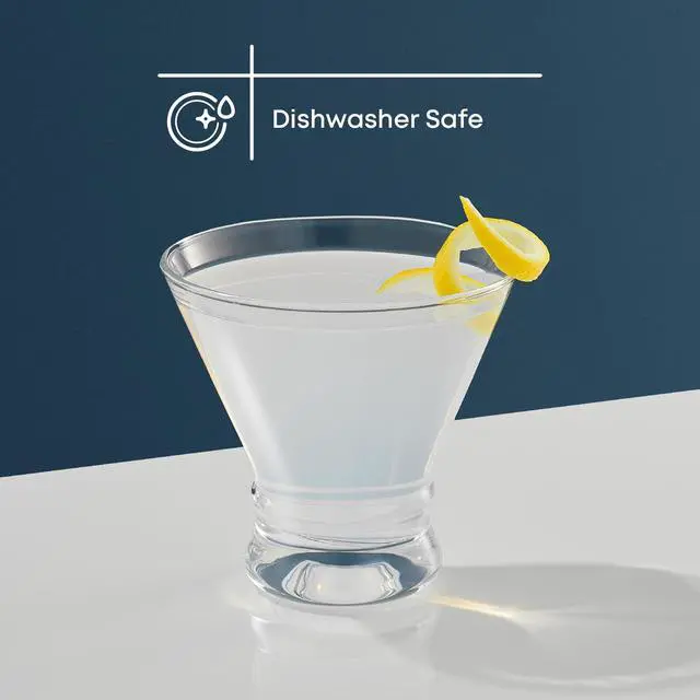 Alt view image 5 of 7 - Afina Stemless Martini Glasses Set of 4, 8.5oz Liquor Drinking Glasses for Cocktail and Margarita, Bar Glass Cups, Glass Dessert Cups