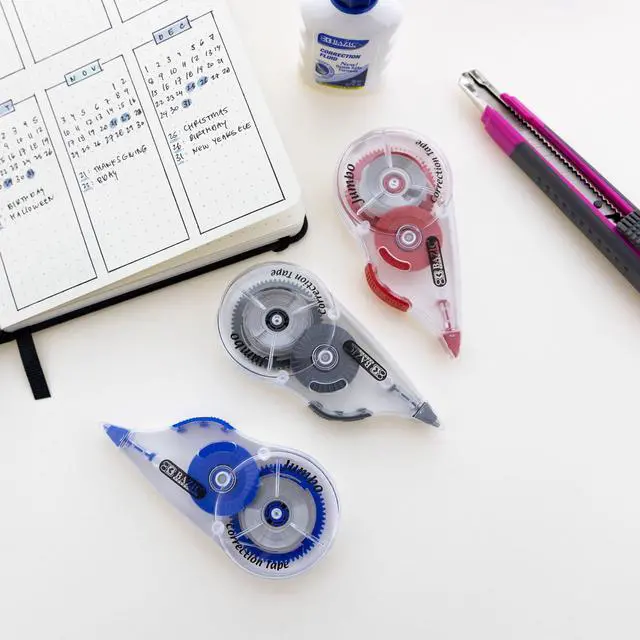 Alt view image 6 of 7 - Jumbo Correction Tape, 5 mm x 394 in, 10 Count, Dry White Film, Side-Application Tape, for School Office Writing Edits
