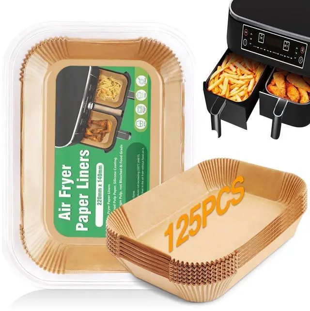 Main image of Air Fryer Disposable Paper Liner,125PCS Non-Stick Air Fryer Liners Rectangle 8.6x 5.5'', Air fryer Parchment Liners for DZ201, Air Fryer Accessories Baking Paper
