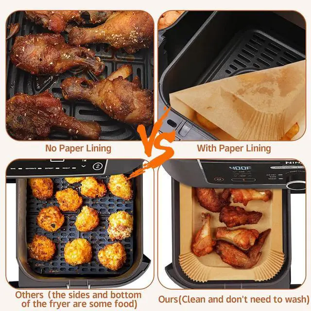 Alt view image 2 of 7 - Air Fryer Disposable Paper Liner,125PCS Non-Stick Air Fryer Liners Rectangle 8.6x 5.5'', Air fryer Parchment Liners for DZ201, Air Fryer Accessories Baking Paper