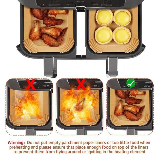 Alt view image 3 of 7 - Air Fryer Disposable Paper Liner,125PCS Non-Stick Air Fryer Liners Rectangle 8.6x 5.5'', Air fryer Parchment Liners for DZ201, Air Fryer Accessories Baking Paper