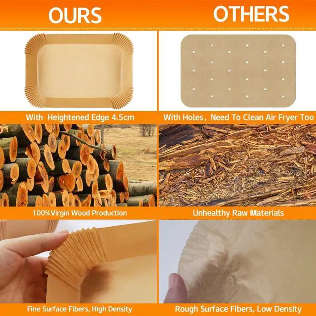 Alt view image 6 of 7 - Air Fryer Disposable Paper Liner,125PCS Non-Stick Air Fryer Liners Rectangle 8.6x 5.5'', Air fryer Parchment Liners for DZ201, Air Fryer Accessories Baking Paper