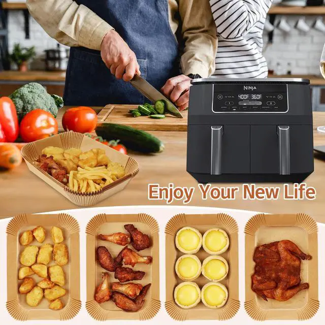 Alt view image 7 of 7 - Air Fryer Disposable Paper Liner,125PCS Non-Stick Air Fryer Liners Rectangle 8.6x 5.5'', Air fryer Parchment Liners for DZ201, Air Fryer Accessories Baking Paper
