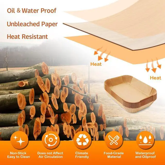 Alt view image 5 of 7 - Air Fryer Disposable Paper Liner,125PCS Non-Stick Air Fryer Liners Rectangle 8.6x 5.5'', Air fryer Parchment Liners for DZ201, Air Fryer Accessories Baking Paper