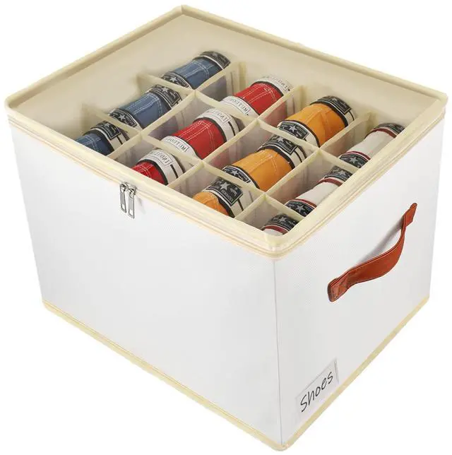 Main image of Shoe Storage Box Organizer for Closet - Space Saver Shoes Containers Bin with Clear Lids Stackable, Can Fit Ottoman, Foldable Shoe Rack Cabinet Cubby for Wardrobe (1 Pack)