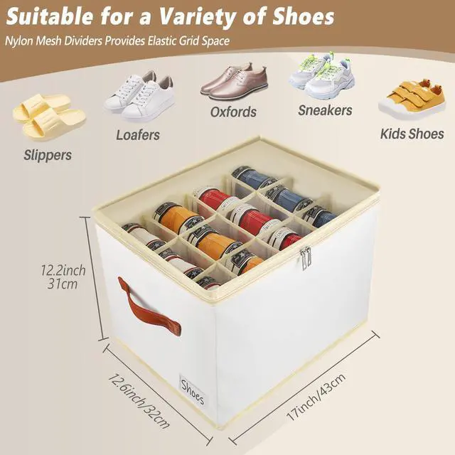 Alt view image 2 of 7 - Shoe Storage Box Organizer for Closet - Space Saver Shoes Containers Bin with Clear Lids Stackable, Can Fit Ottoman, Foldable Shoe Rack Cabinet Cubby for Wardrobe (1 Pack)