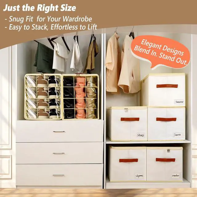 Alt view image 4 of 7 - Shoe Storage Box Organizer for Closet - Space Saver Shoes Containers Bin with Clear Lids Stackable, Can Fit Ottoman, Foldable Shoe Rack Cabinet Cubby for Wardrobe (1 Pack)