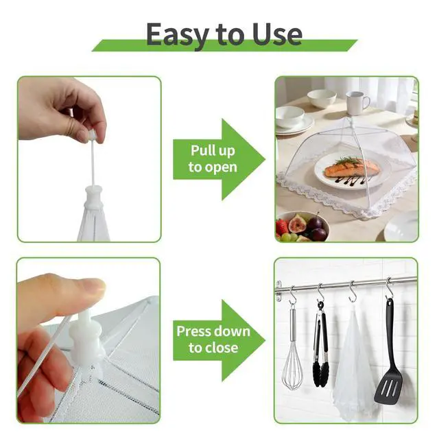 Alt view image 4 of 7 - 5 Pack Food Covers, 1 Large (40"x24") & 4 Standard (17"x17") Mesh Food Covers for Outdoors, Fly Covers, Pop-Up Collapsible & Reusable Food Tents for Outdoor, Picnics, BBQ, Parties and Camping