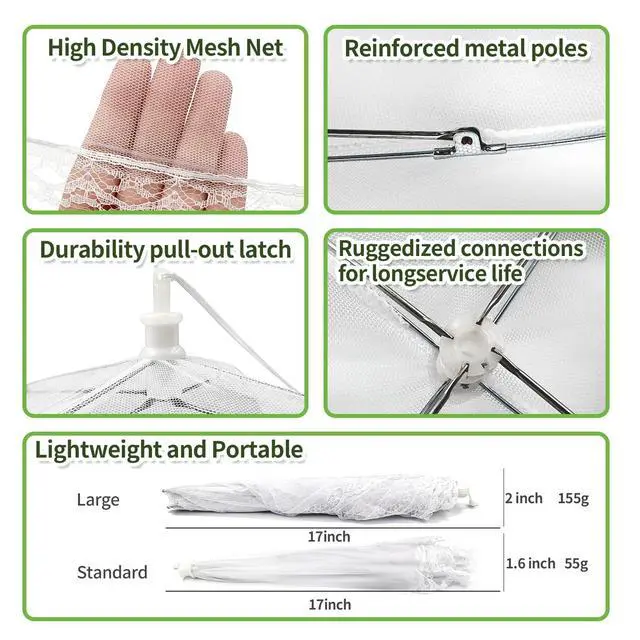 Alt view image 3 of 7 - 5 Pack Food Covers, 1 Large (40"x24") & 4 Standard (17"x17") Mesh Food Covers for Outdoors, Fly Covers, Pop-Up Collapsible & Reusable Food Tents for Outdoor, Picnics, BBQ, Parties and Camping