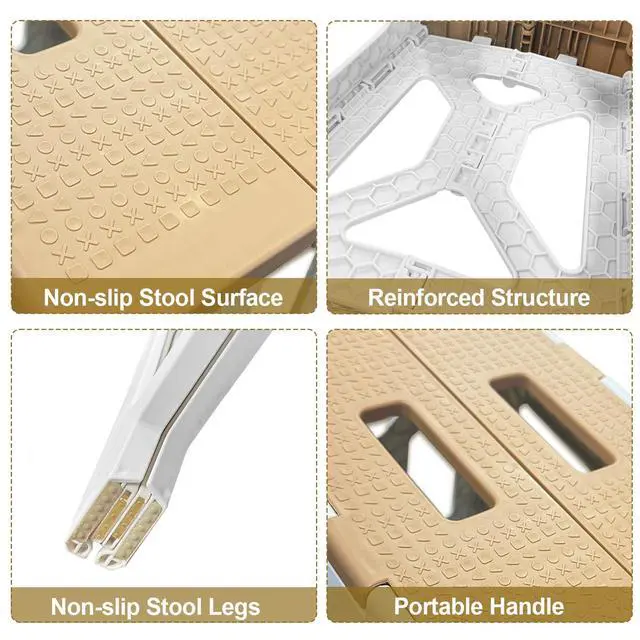 Alt view image 2 of 7 - Shower Stool for Shaving Legs, 1 Pack Foot Rest Folding Stool Step to Shave Legs Shaving for Inside Shower Foldable Small Waterproof Plastic Corner Khaki White