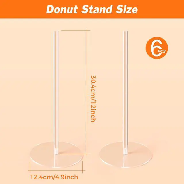 Alt view image 2 of 7 - Donut Stand 6 Pack, Acrylic Bagel Stand, Clear Doughnut Holder, Donut Display Stand for Dessert Table, Bagel Display Tower for Birthday, Wedding, Baby Shower, Christmas, Party
