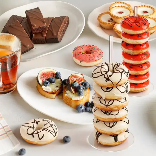 Alt view image 6 of 7 - Donut Stand 6 Pack, Acrylic Bagel Stand, Clear Doughnut Holder, Donut Display Stand for Dessert Table, Bagel Display Tower for Birthday, Wedding, Baby Shower, Christmas, Party