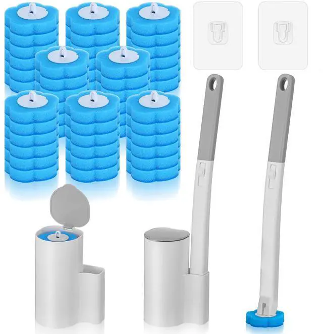 Main image of 2 Pack Disposable Toilet Brush with 48 Refills, Toilet Bowl Cleaner Toilet Brush and Holder Set for Bowl Cleaners Bathroom Cleaning Bathtub