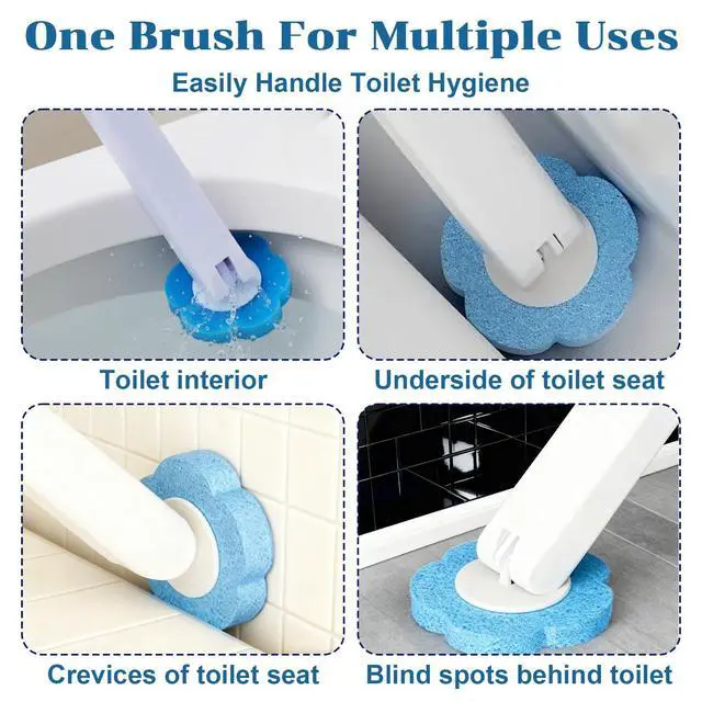 Alt view image 5 of 7 - 2 Pack Disposable Toilet Brush with 48 Refills, Toilet Bowl Cleaner Toilet Brush and Holder Set for Bowl Cleaners Bathroom Cleaning Bathtub