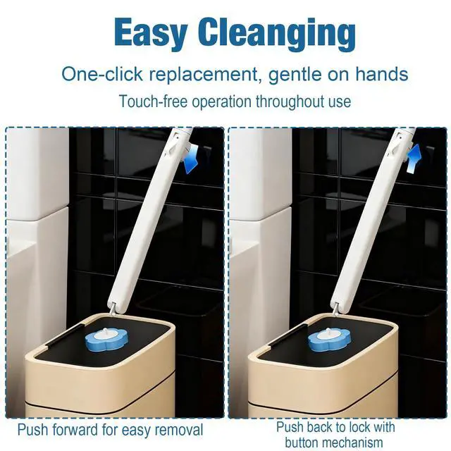 Alt view image 6 of 7 - 2 Pack Disposable Toilet Brush with 48 Refills, Toilet Bowl Cleaner Toilet Brush and Holder Set for Bowl Cleaners Bathroom Cleaning Bathtub