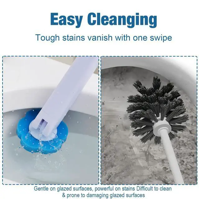 Alt view image 7 of 7 - 2 Pack Disposable Toilet Brush with 48 Refills, Toilet Bowl Cleaner Toilet Brush and Holder Set for Bowl Cleaners Bathroom Cleaning Bathtub