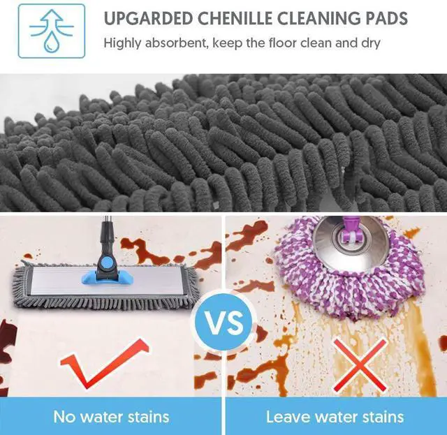 Alt view image 3 of 7 - Microfiber Dust Mop for Hardwood Floors - Dry Floor Cleaning for Wood, Tile, Vinyl, Laminate - Wet Flat Mop With 4 Washable Reusable Pads and Aluminum Head