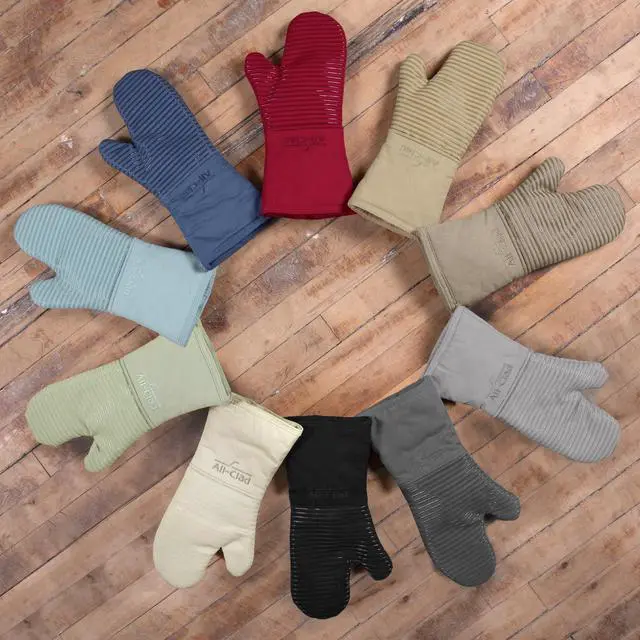 Alt view image 7 of 7 - Premium Silicone Oven Mitt: Heat Resistant to 500 Degrees - 100% Cotton & Silicone, 14"x7" Pot Holder for Kitchen and Barbeque, (1-Pack), Cappuccino