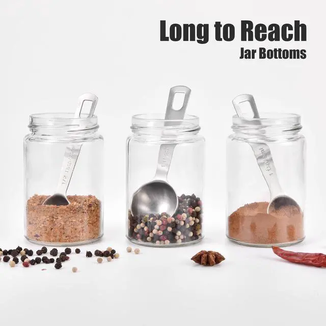 Alt view image 7 of 7 - Measuring Spoons Set of 9-18/8 Stainless Steel Heavy Duty Teaspoons Tablespoons with Engraved Metric & US Measurements, Metal Measure Spoon for Dry and Liquid Ingredients, Dishwasher Safe