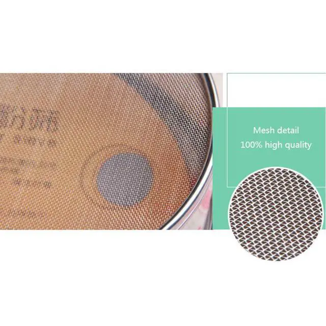Alt view image 5 of 7 - 2 pack (60/40 Mesh) Professional 6/8/9.5 Inch, Round Flour Sifter for Baking - Flour Sieve Fine Mesh - Premium Rustproof Stainless Steel (9.5" (24 CM))