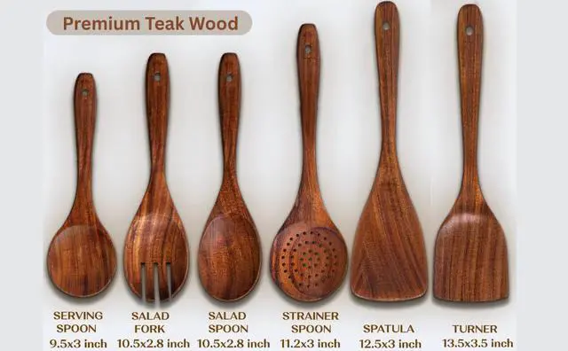 Alt view image 5 of 5 - Premium Wooden Utensil Set - 6 Piece wooden Spoons for Cooking - Heat-Resistant Safe Wood Spatula - Non-Stick & Light Weight Wood Spatula for cooking - Non-Stick Kitchen Spoons with smooth Handles