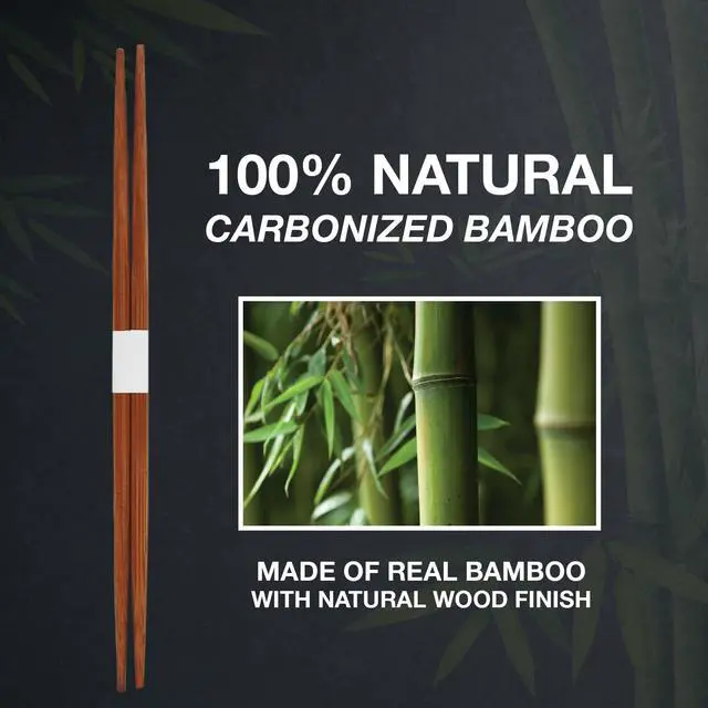 Alt view image 3 of 6 - Carbonized Bamboo Chopsticks, 9.5 Inch Double Pointed Japanese Style Chopstick w/ Paper Band, 100 pairs