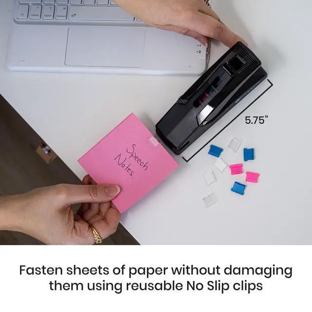Alt view image 4 of 7 - Staple Free Stapler - No Slip Clip Reusable Paper Fastener for Documents - Securely Binds 50 Pages - Eco-Friendly Binder