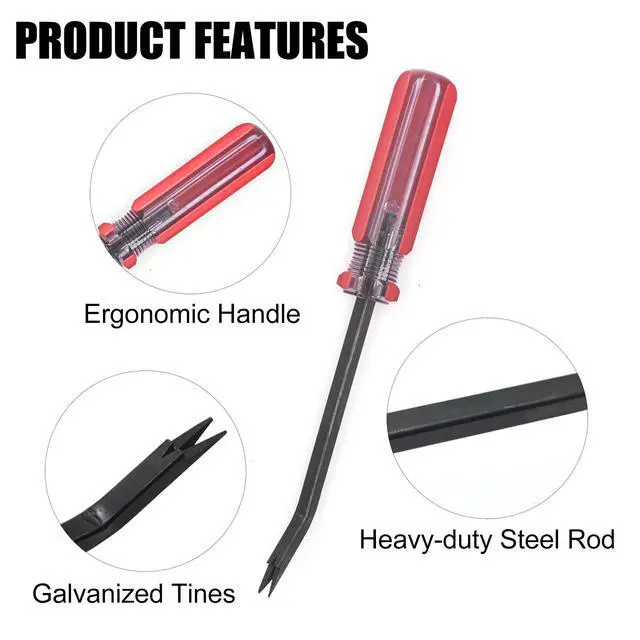 Alt view image 4 of 6 - Staple Remover Heavy Duty Tack Puller with Double Pronged Head, Industrial Staple Remover Upholstery Tool for Furniture, Floor, Carpet, Carton (Red Handle)