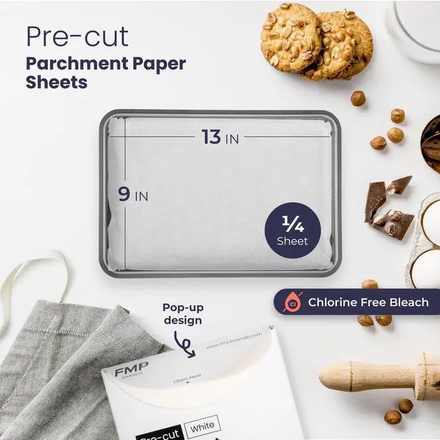 Alt view image 2 of 7 - 250 Pcs Parchment Paper Baking Sheets, 9 x 13 inch Pre-Cut Non Stick 1/4 Size White Oven Paper for Cooking, Baking Cookie, Steaming, Grilling Rack, Air Fryer