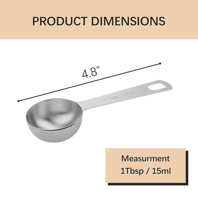 Alt view image 2 of 6 - 5PCS 1tbsp (3tsp, 15ml, 1/2oz) Single Measuring Spoon, Stainless Steel Individual Teaspoons Only