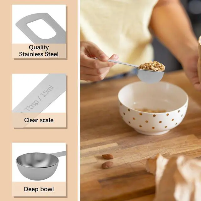 Alt view image 3 of 6 - 5PCS 1tbsp (3tsp, 15ml, 1/2oz) Single Measuring Spoon, Stainless Steel Individual Teaspoons Only