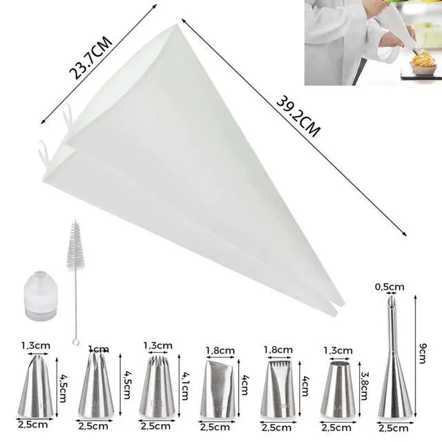 Alt view image 7 of 7 - Reusable Piping Bags and Tips Set - 16inch Pastry Bags for Cake Decorating, Cupcakes, Cookies | Durable Cotton Exterior, Easy to Clean, Eco-Friendly Baking Kit for Home Bakers & Chefs(14)