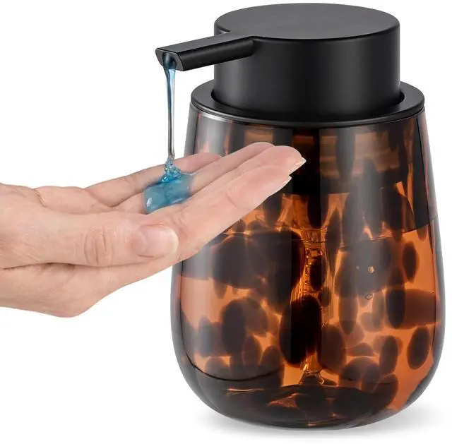Main image of Marble Glass Liquid Soap/Lotion/Hand Sanitizer Pump Dispenser, Refillable for Kitchen and Bathroom Countertop (Amber)