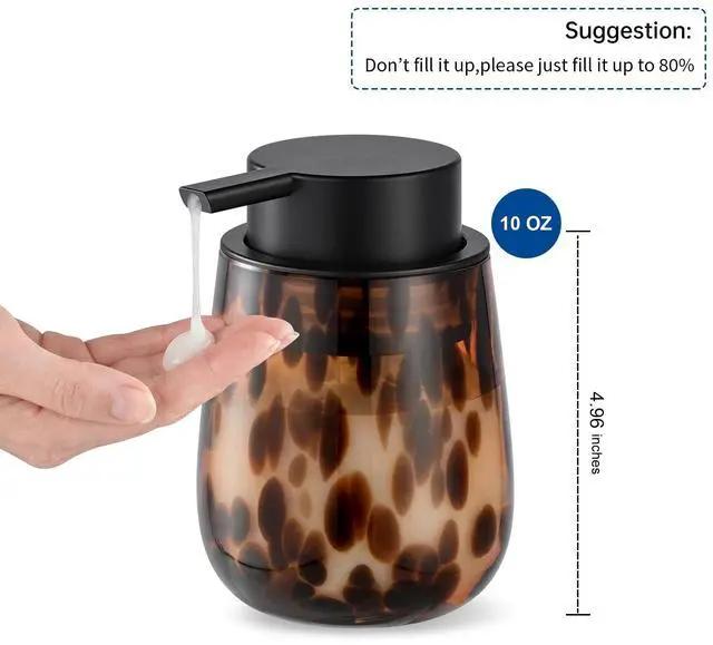 Alt view image 3 of 7 - Marble Glass Liquid Soap/Lotion/Hand Sanitizer Pump Dispenser, Refillable for Kitchen and Bathroom Countertop (Amber)
