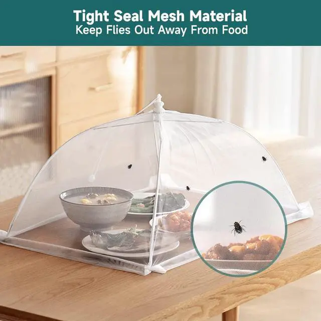 Alt view image 3 of 7 - 2 Pack Extra Large Food Tents SPANLA 41"X27" Pop-Up Mesh Food Covers for Outdoors with 1 Standard (17"X17") Food Cover, Reusable and Collapsible Food Nets Outside BBQ Party Supplies
