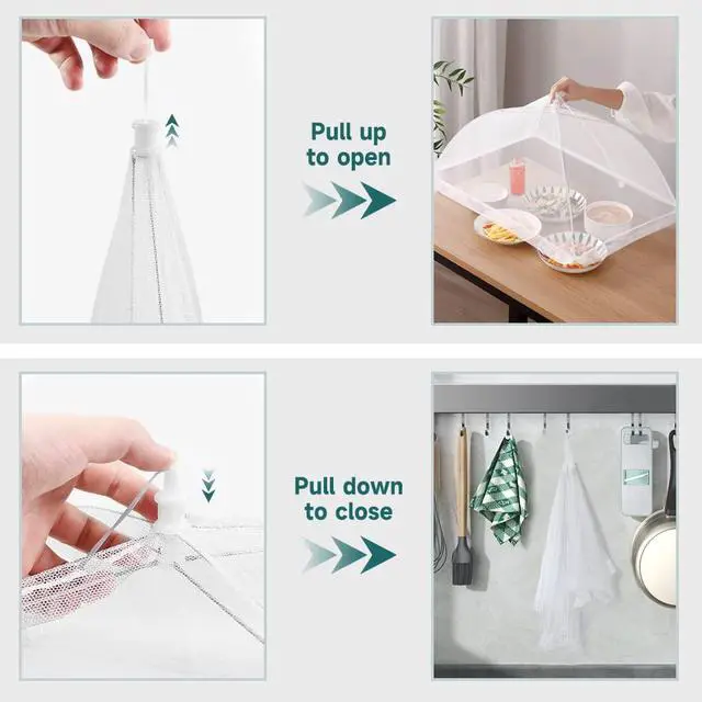 Alt view image 4 of 7 - 2 Pack Extra Large Food Tents SPANLA 41"X27" Pop-Up Mesh Food Covers for Outdoors with 1 Standard (17"X17") Food Cover, Reusable and Collapsible Food Nets Outside BBQ Party Supplies