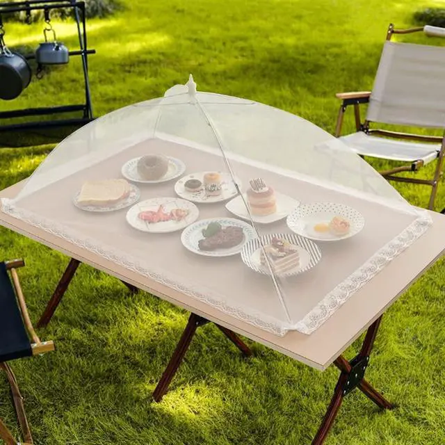 Alt view image 6 of 7 - 2 Pack Extra Large Food Tents SPANLA 41"X27" Pop-Up Mesh Food Covers for Outdoors with 1 Standard (17"X17") Food Cover, Reusable and Collapsible Food Nets Outside BBQ Party Supplies