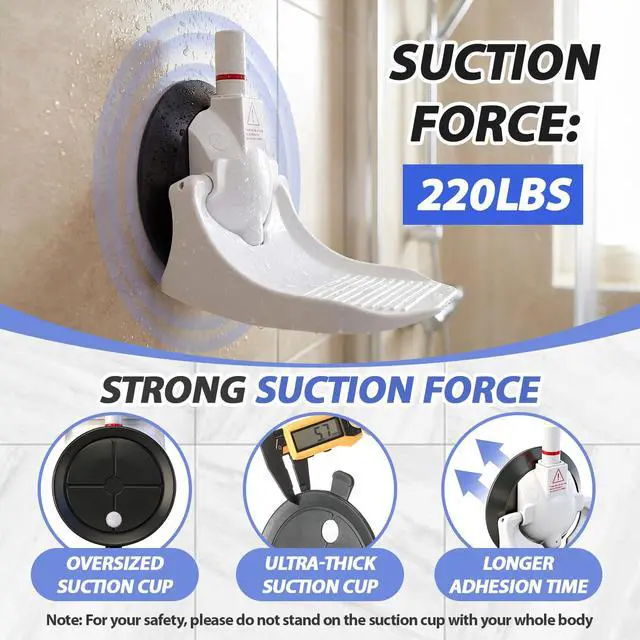 Alt view image 4 of 6 - Shower Foot Rest for Shaving Legs with Powerful Suction, Stable and No Falling, Easy Install, Foldable Shaving Step for Shower, Bathroom and RV