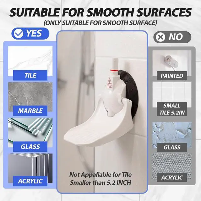 Alt view image 5 of 6 - Shower Foot Rest for Shaving Legs with Powerful Suction, Stable and No Falling, Easy Install, Foldable Shaving Step for Shower, Bathroom and RV