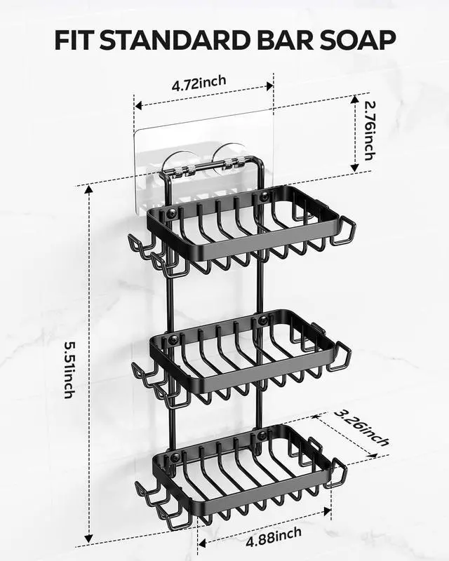 Alt view image 5 of 7 - Bar Soap Holder, Adhesive Soap Dish for Bathroom Shower Wall
