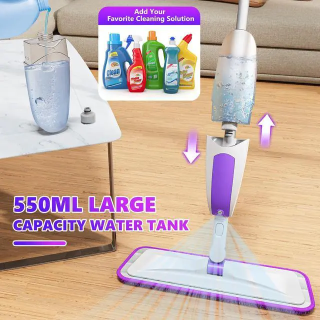 Alt view image 2 of 5 - Microfiber Spray Mops for Floor Cleaning - SEVENMAX Dry Wet Floor Mop with Sprayer 3 Washable Pads fit Swiffer Powermop for Hardwood Laminate Tile Wood Vinyl Ceramic Home Kitchen Cleaning