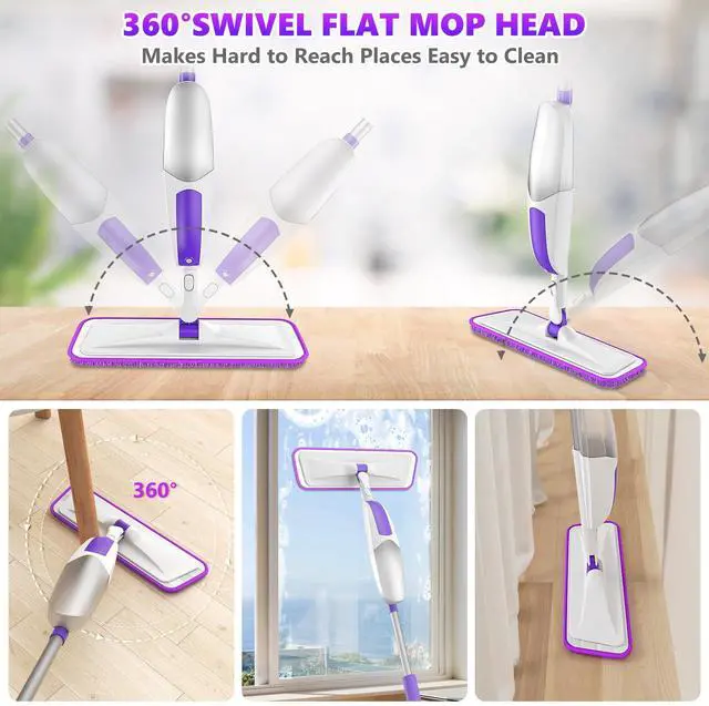 Alt view image 4 of 5 - Microfiber Spray Mops for Floor Cleaning - SEVENMAX Dry Wet Floor Mop with Sprayer 3 Washable Pads fit Swiffer Powermop for Hardwood Laminate Tile Wood Vinyl Ceramic Home Kitchen Cleaning