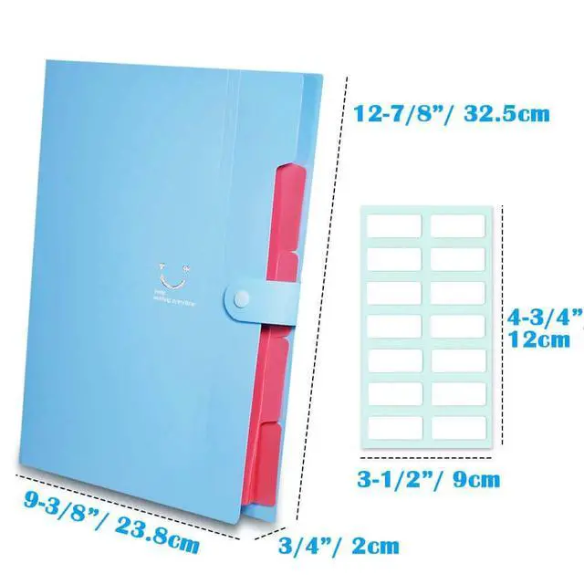 Alt view image 3 of 7 - 6 Pcs Expanding File Folder with 5 Pockets Organizer Plastic A4 Size and 168 Pcs File Folder Labels for School Teacher and Office