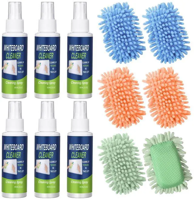Main image of 6 Pack Whiteboard Cleaner 3.4 Fl oz White Board Cleaning Spray Dry Erase Board Cleaner with Microfiber Shag Whiteboard Eraser Removes Stubborn Marks from Chalkboard (Pastel)