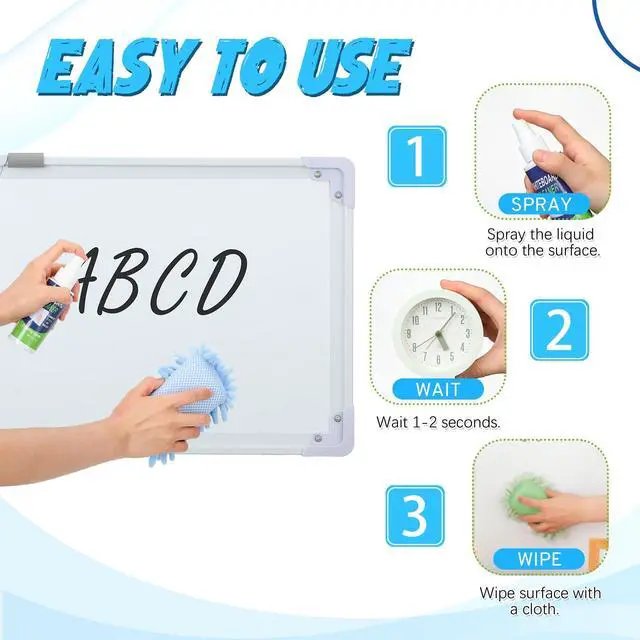 Alt view image 3 of 7 - 6 Pack Whiteboard Cleaner 3.4 Fl oz White Board Cleaning Spray Dry Erase Board Cleaner with Microfiber Shag Whiteboard Eraser Removes Stubborn Marks from Chalkboard (Pastel)